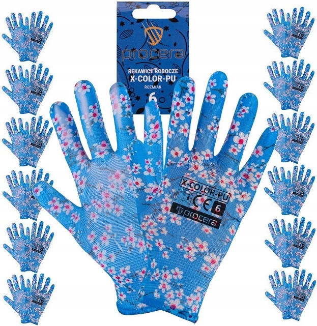 Rukavice Procera Dámske pracovné rukavice X-COLOR-PU 6 veľkosť 6 - XS 12 párov